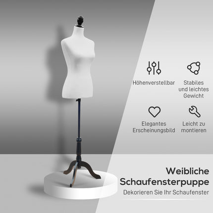 Verstellbarer Mannequin-Torso in Weiß mit Pinienholzsockel