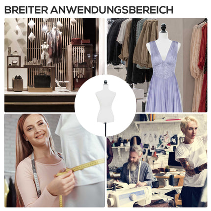 Verstellbarer Mannequin-Torso in Weiß mit Pinienholzsockel