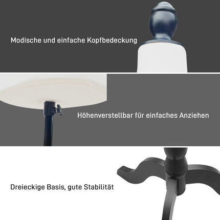 Verstellbarer Mannequin-Torso in Weiß mit Pinienholzsockel