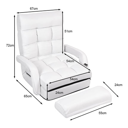 Verstellbares weißes Schlafsofa mit Armlehnen und Kissen