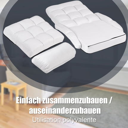 Verstellbares weißes Schlafsofa mit Armlehnen und Kissen