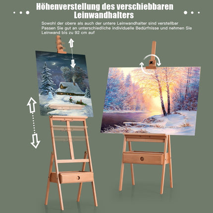 Verstellbare Holzstaffelei mit Schublade für Künstler