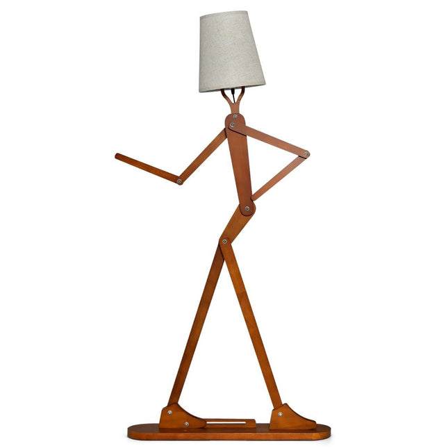 Verstellbare Stehlampe aus Holz – 160 cm, Stoffschirm