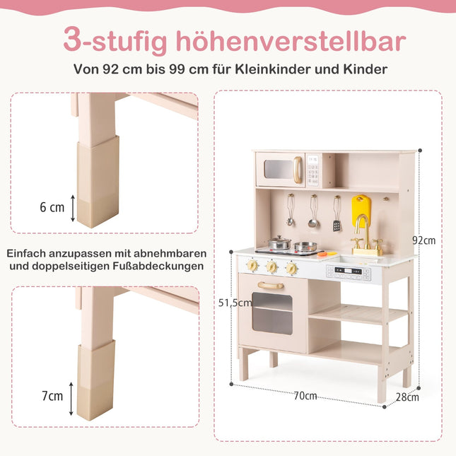 Verstellbare Spielküche aus Holz mit Lichtern und Geräuschen