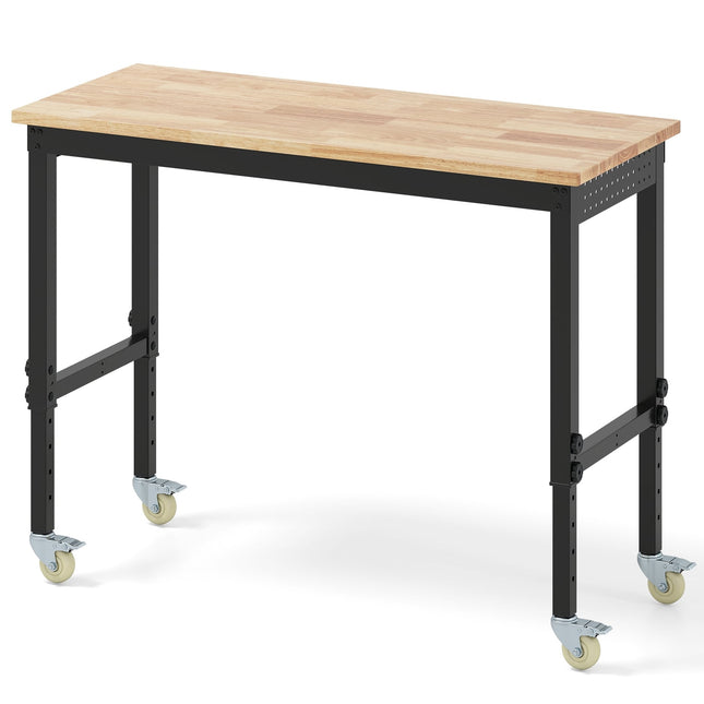 Verstellbare Werkbank mit Rollen, 1100 kg Tragkraft, 2 Lochplatten