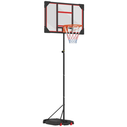Outdoor basketbalring voor kinderen, 210-260 cm in hoogte verstelbare basketbalstandaard op wielen, basketbalsysteem met standaard voor kinderen vanaf 6 jaar, rood