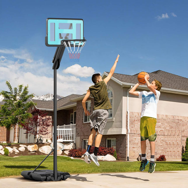 Basketbalring met standaardrol 146-236 cm in hoogte verstelbare basketbalstandaard met 71x45cm achterwand Draagbaar hoepelsysteem voor tieners Volwassenen Basketbalsysteem voor binnen en buiten | Aosoom