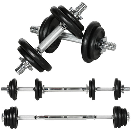 Verstellbares Kurzhantel- und Langhantel-Set, 20 kg, rutschfest