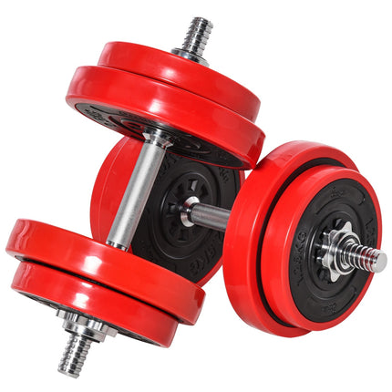 Verstellbare Hanteln & Langhantel-Set, 20 kg, rot/schwarz, Heimtraining