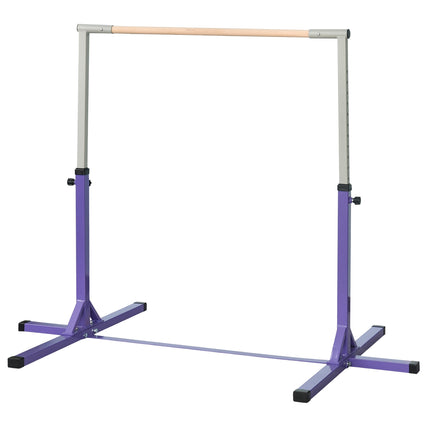 Adjustable gymnastic bar, 13 levels, steel & wood, 75 kg Capacity