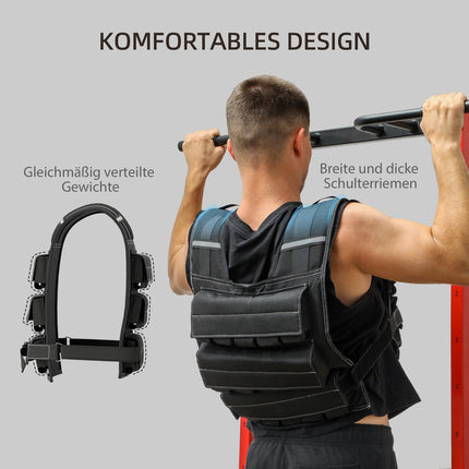 Adjustable 15 kg weight vest with reflective strips for fitness