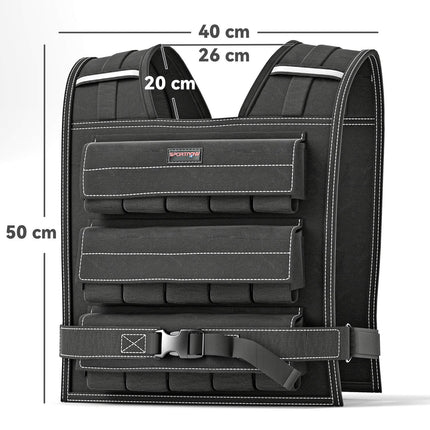 Adjustable 15 kg weight vest with reflective strips for fitness