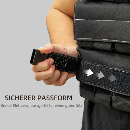 Adjustable 15 kg weight vest with reflective strips for fitness