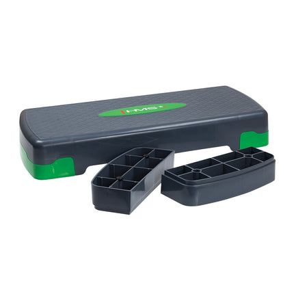 Aerobic-Step-Plattform, Schwarz-Grün, Höhenverstellbar