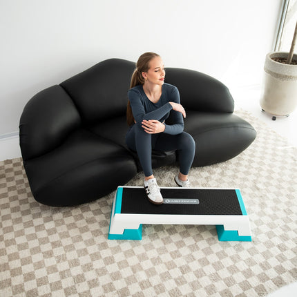 Aerobic Step Platform, White/Mint, Adjustable Height