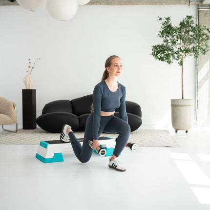 Aerobic Step Platform, White/Mint, Adjustable Height