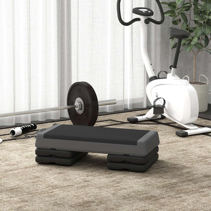 Aerobic stepper, nastavitelná výška, protiskluzový, šedý