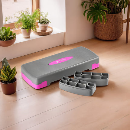 Aerobic Stepper, Adjustable Height, Gray/Pink