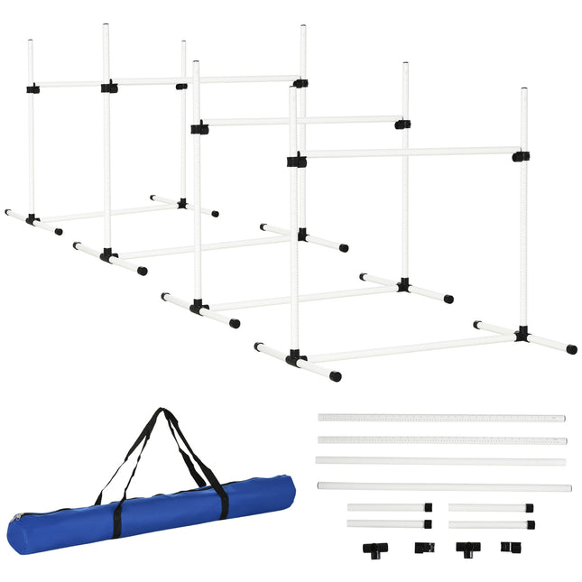 Dog Agility Training Set - 4 slalom hurdles, white