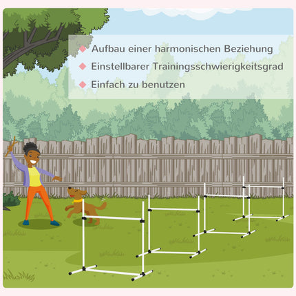 Agility tréninková sada pro psy - 4 slalomové překážky, bílá