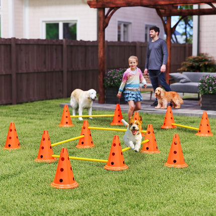 Agility tréninková sada pro psy - 6 nastavitelných překážek, 12 kuželů