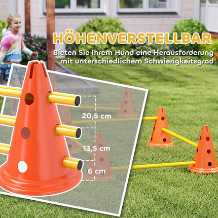 Agility tréninková sada pro psy - 6 nastavitelných překážek, 12 kuželů