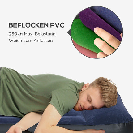 Double air mattress with electric pump, dark blue