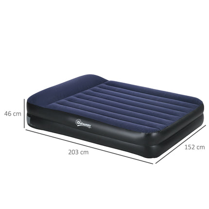 Double air mattress with electric pump, dark blue