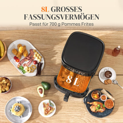 Heißluftfritteuse, 8L, 8 Programme, LED-Display, Schwarz