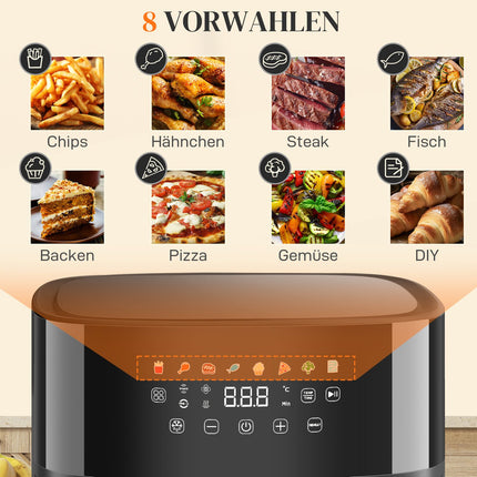 Heißluftfritteuse, 8L, 8 Programme, LED-Display, Schwarz