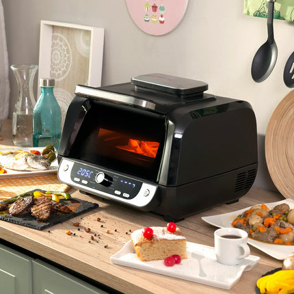 Friteuse à air avec gril, accessoires et livre de recettes InnovaGoods Fryinn 12 en 1 6000 Noir Acier 3400 W 6 L