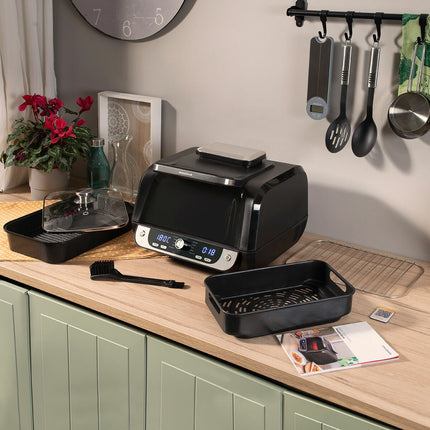 Friteuse à air avec gril, accessoires et livre de recettes InnovaGoods Fryinn 12 en 1 6000 Noir Acier 3400 W 6 L
