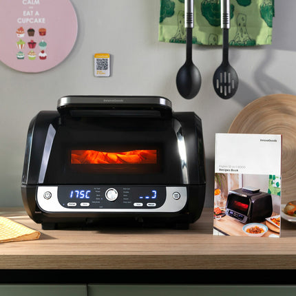 Friteuse à air avec gril, accessoires et livre de recettes InnovaGoods Fryinn 12 en 1 6000 Noir Acier 3400 W 6 L