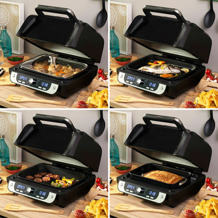 Friteuse à air avec gril, accessoires et livre de recettes InnovaGoods Fryinn 12 en 1 6000 Noir Acier 3400 W 6 L