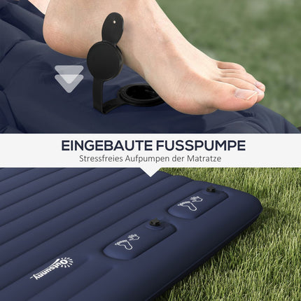 Faltbare Doppel-Luftmatratze mit Fußpumpe und Tragetasche