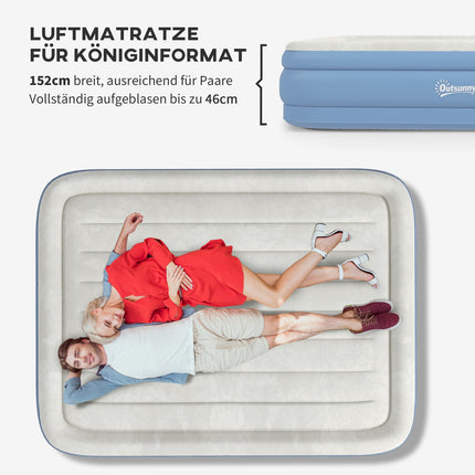 Doppelluftmatratze für Camping mit Kissen & Pumpe, hellblau