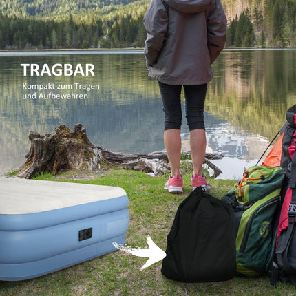 Doppelluftmatratze für Camping mit Kissen & Pumpe, hellblau