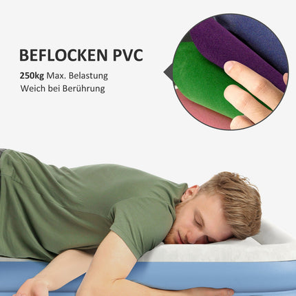 Doppelluftmatratze für Camping mit Kissen & Pumpe, hellblau