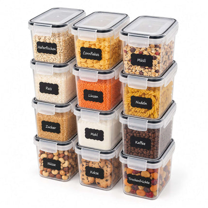 Airtight Food Storage Container Set with Click-Lock Lids, 12 Pieces, Low