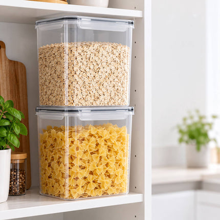 Airtight Food Storage Containers Set of 2 with Labels, Transparent