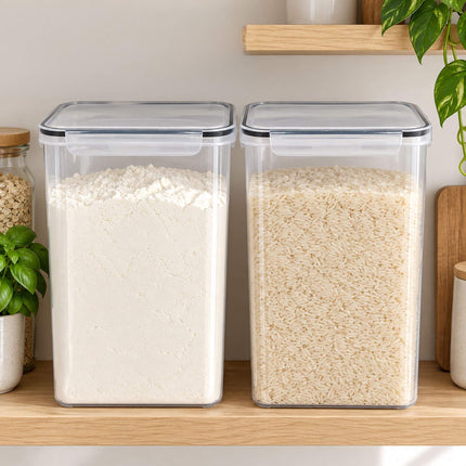 Airtight Food Storage Containers Set of 2 with Labels, Transparent