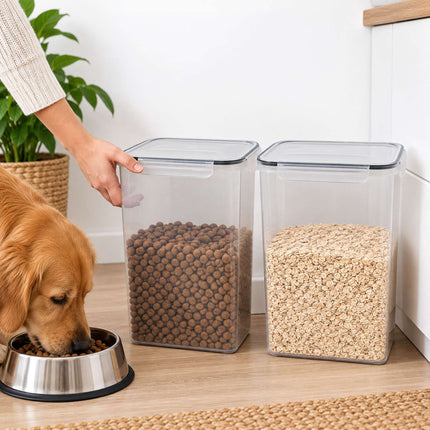 Airtight Food Storage Containers Set of 2 with Labels, Transparent