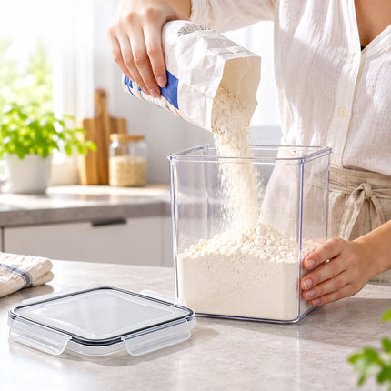 Airtight Food Storage Containers Set of 4 with Labels, Transparent