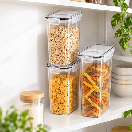 Airtight Food Storage Containers Set of 6 with Labels, Transparent