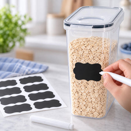 Airtight Food Storage Containers Set of 6 with Labels, Transparent