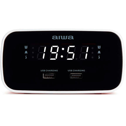 Alarm Clock with Dual Alarms and USB Charging Port, Red