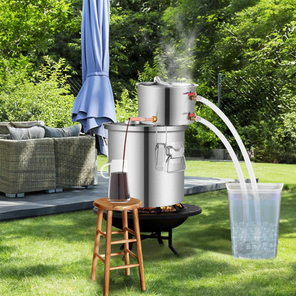 Alcohol Still Distiller Kit 3 gal, Stainless Steel, Dual Thermometer