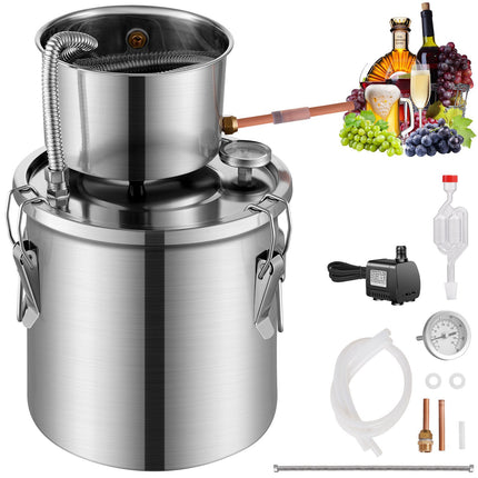 Alcohol Still Distiller Kit 3 gal, Stainless Steel, Dual Thermometer