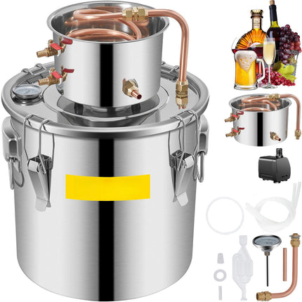 Alcohol Still Distillery Kit 8 Gal, Water Pump, Thermometer