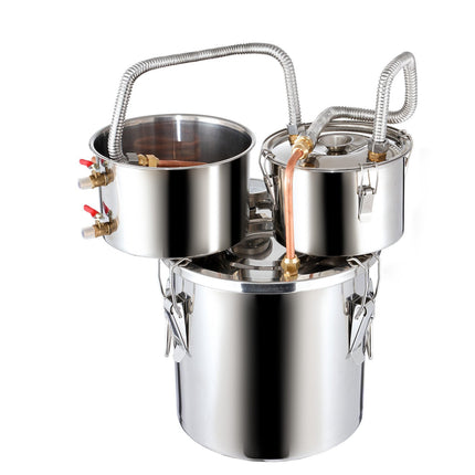 Alcohol Still Kit 3 Gal, Stainless Steel, Copper Coil, Dual Condenser